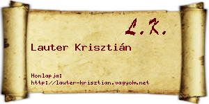 Lauter Krisztián névjegykártya